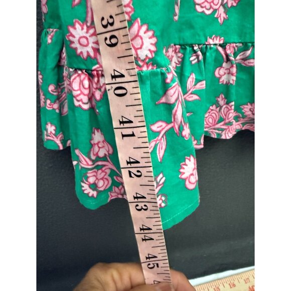 J. Crew Floral Smocked Puff Sleeves Midi Sundress XXS Green Pink Bohemian - Picture 7 of 9